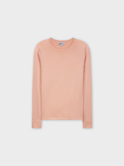THIN KNIT CREW SWEATER-SOFT PINK