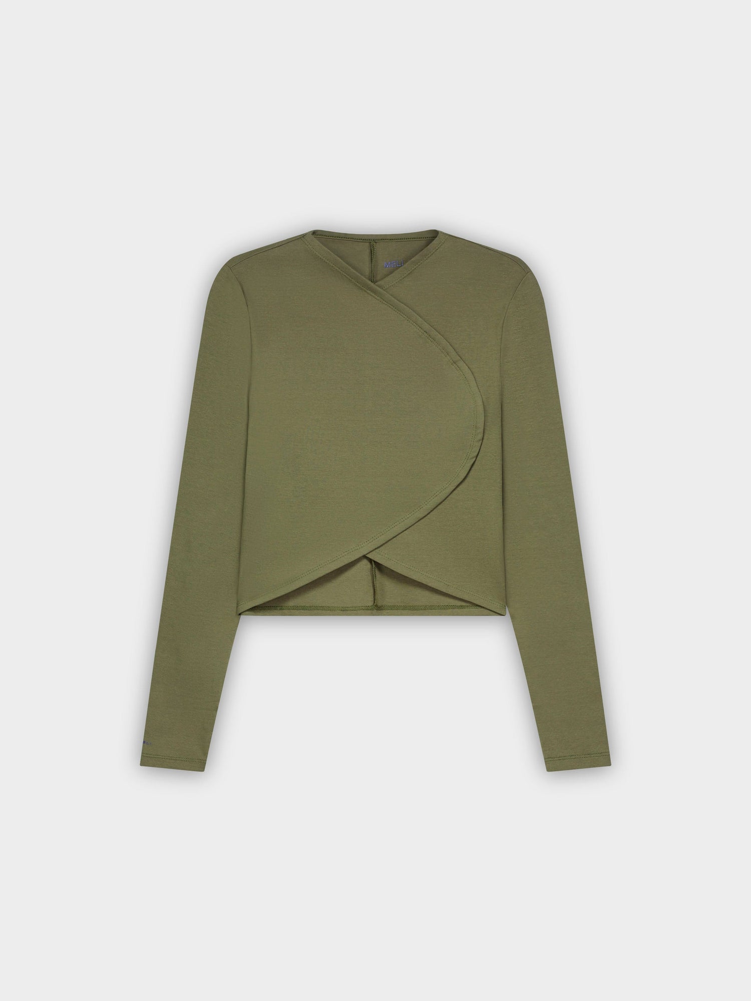 CROP CROSSOVER TEE-OLIVE