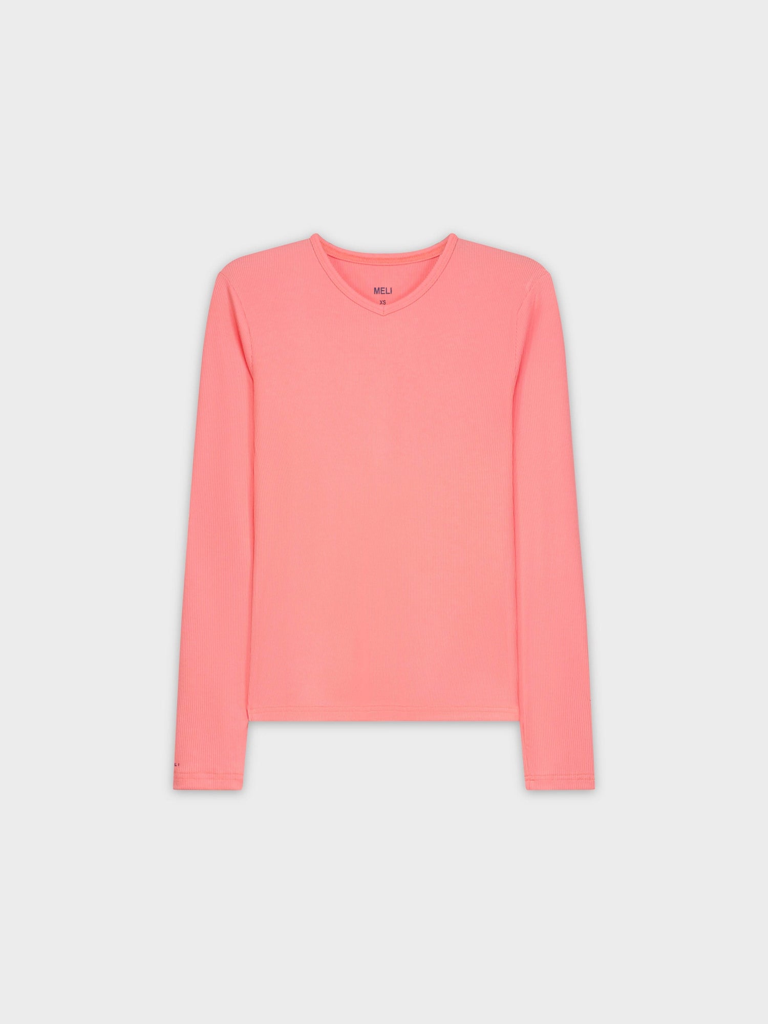 RIBBED HIGH V LS-PINK