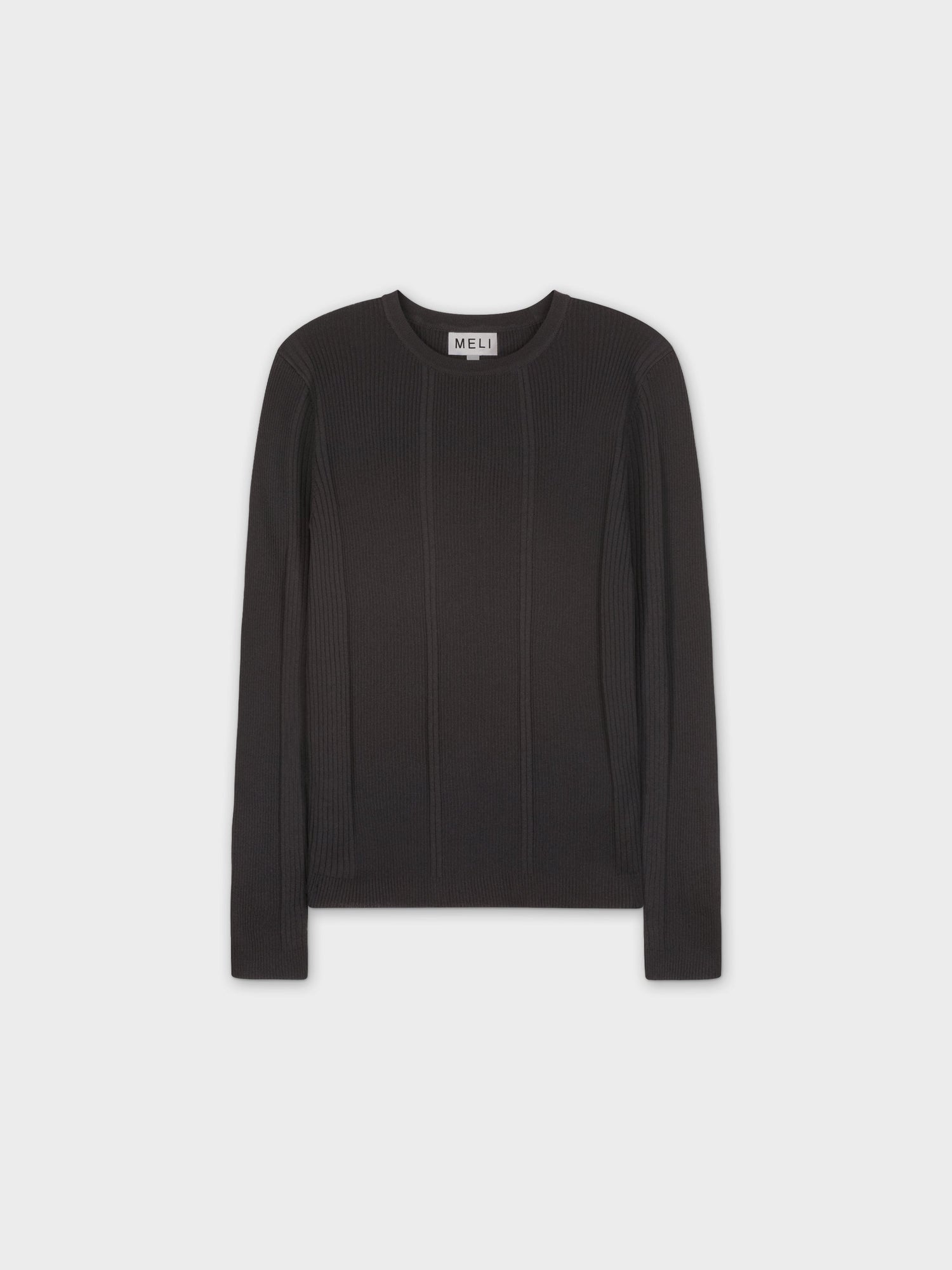 MIXED RIBBED SWEATER-BLACK