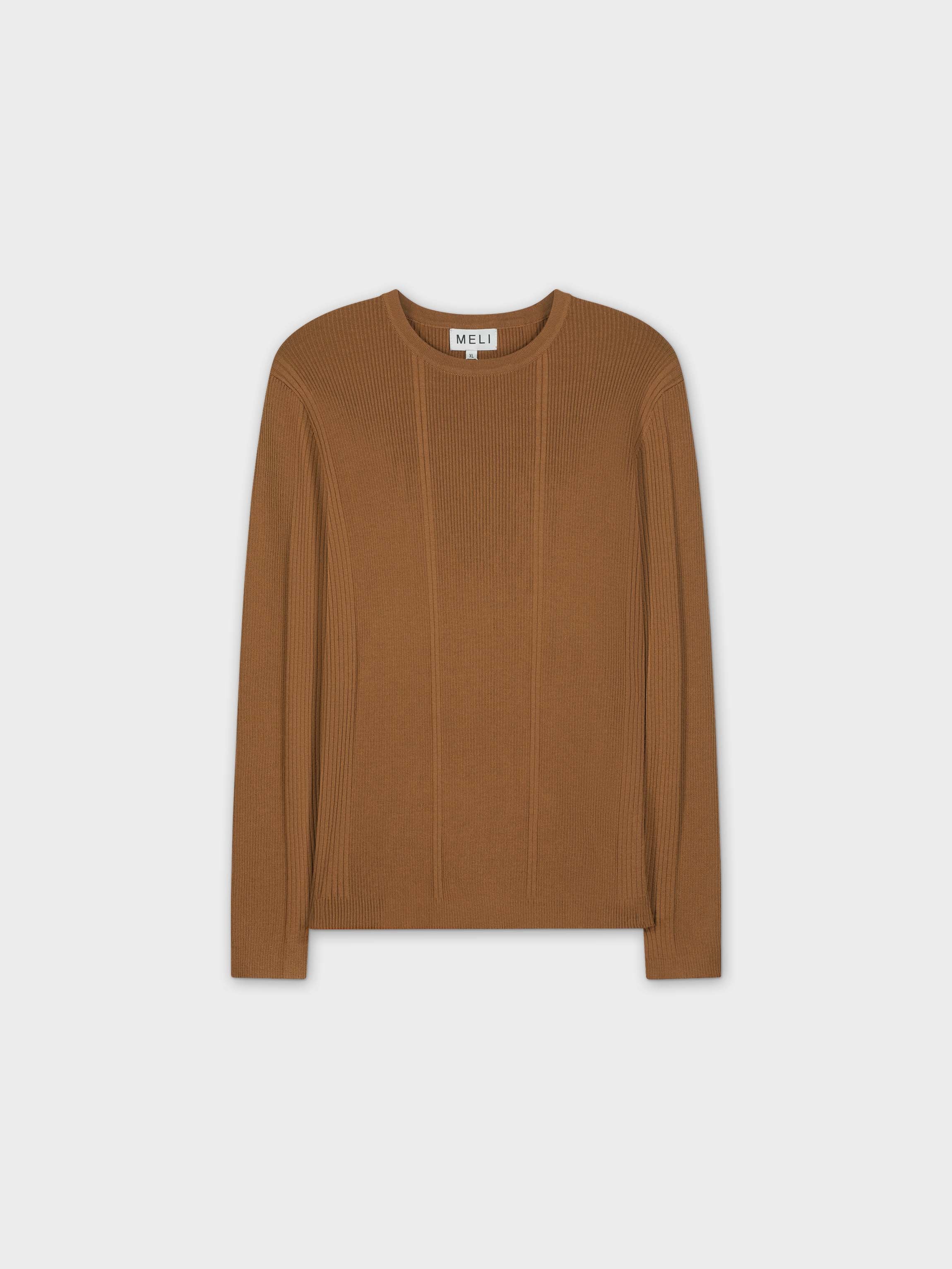 MIXED RIBBED SWEATER-CAMEL