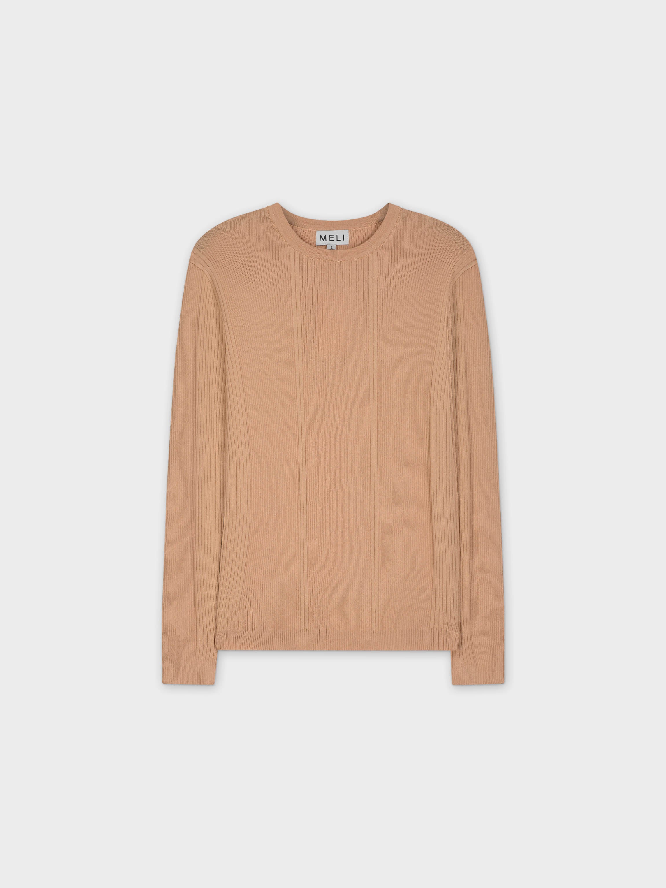 MIXED RIBBED SWEATER-TAN