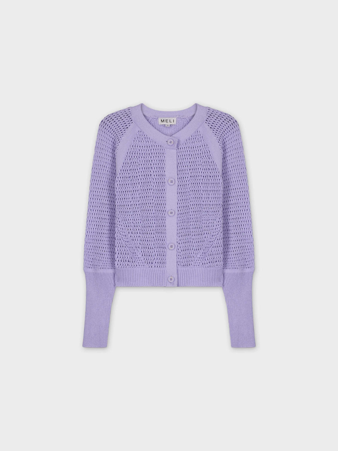 CROCHET CREW CARDIGAN-LAVENDER