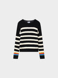 Cable Striped Sweater-Black/White