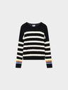 Cable Striped Sweater-Black/White