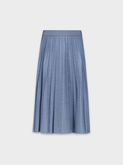 PLEATED SKIRT 27"- LIGHT DENIM