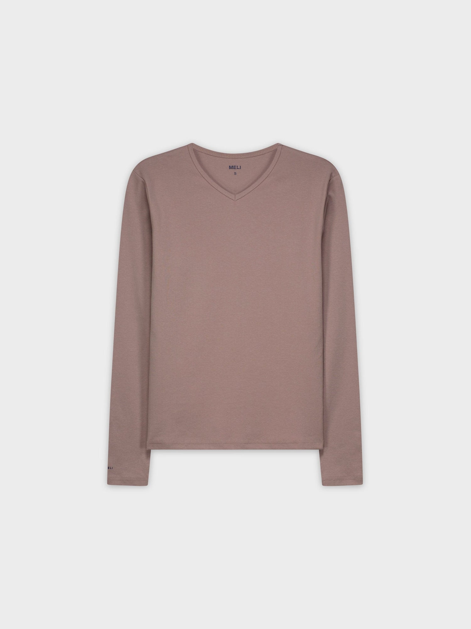 BASIC HIGH V TEE LS-DUSTY MAUVE