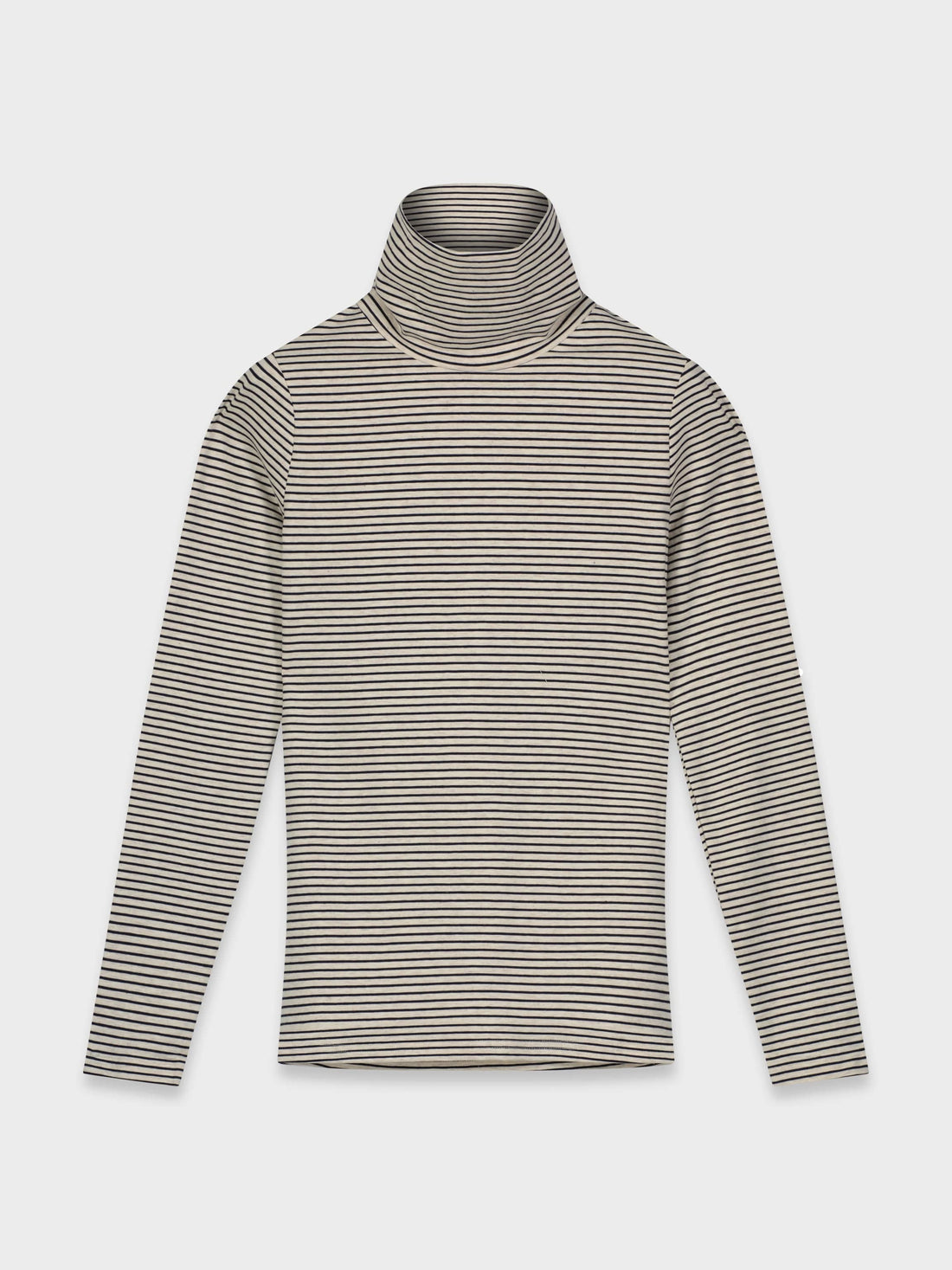 STRIPE TURTLENECK-HEATHER BLACK