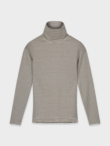 STRIPE TURTLENECK-HEATHER BLACK
