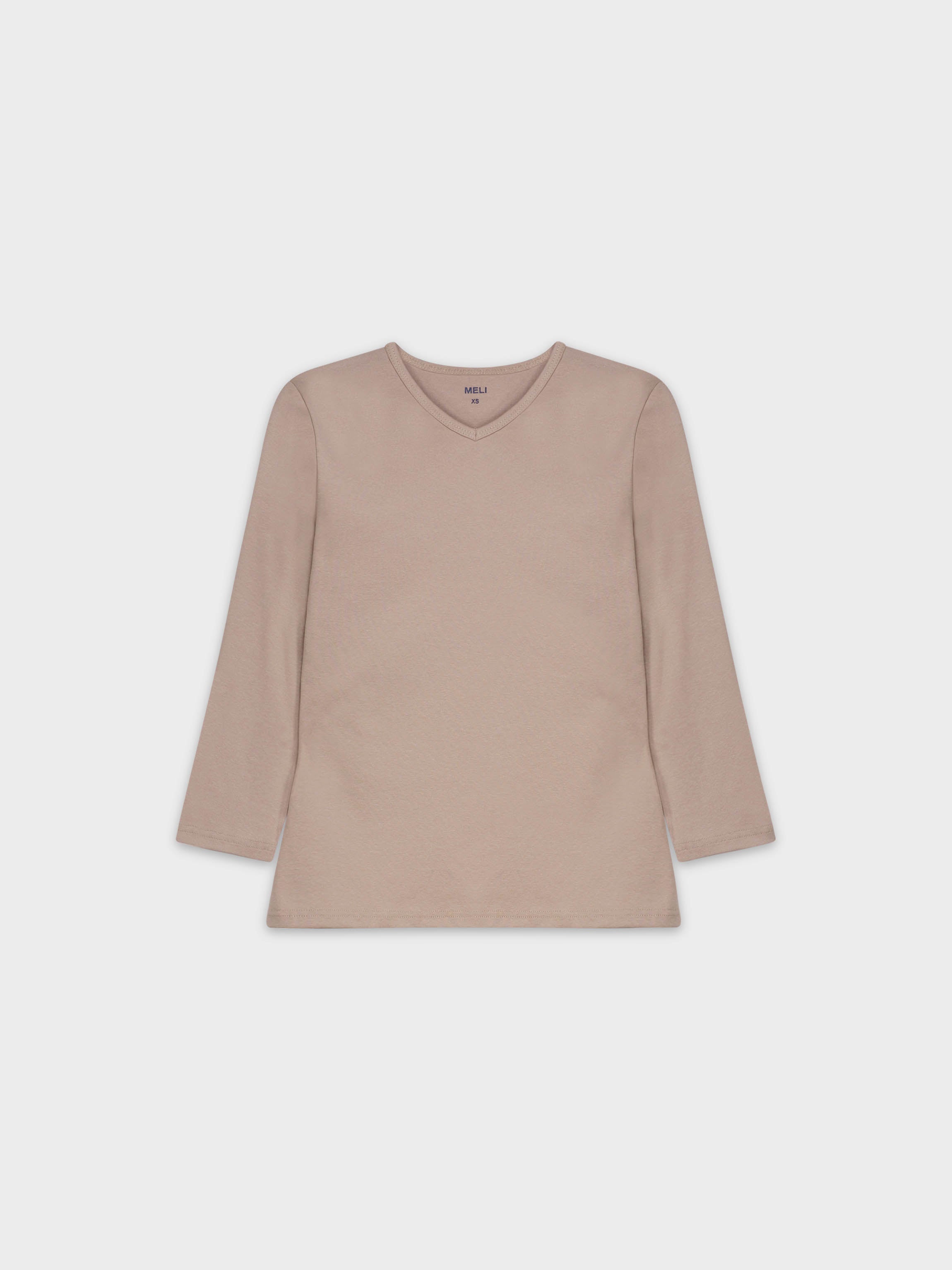 BASIC HIGH V TEE 3Q-DUSTY MAUVE