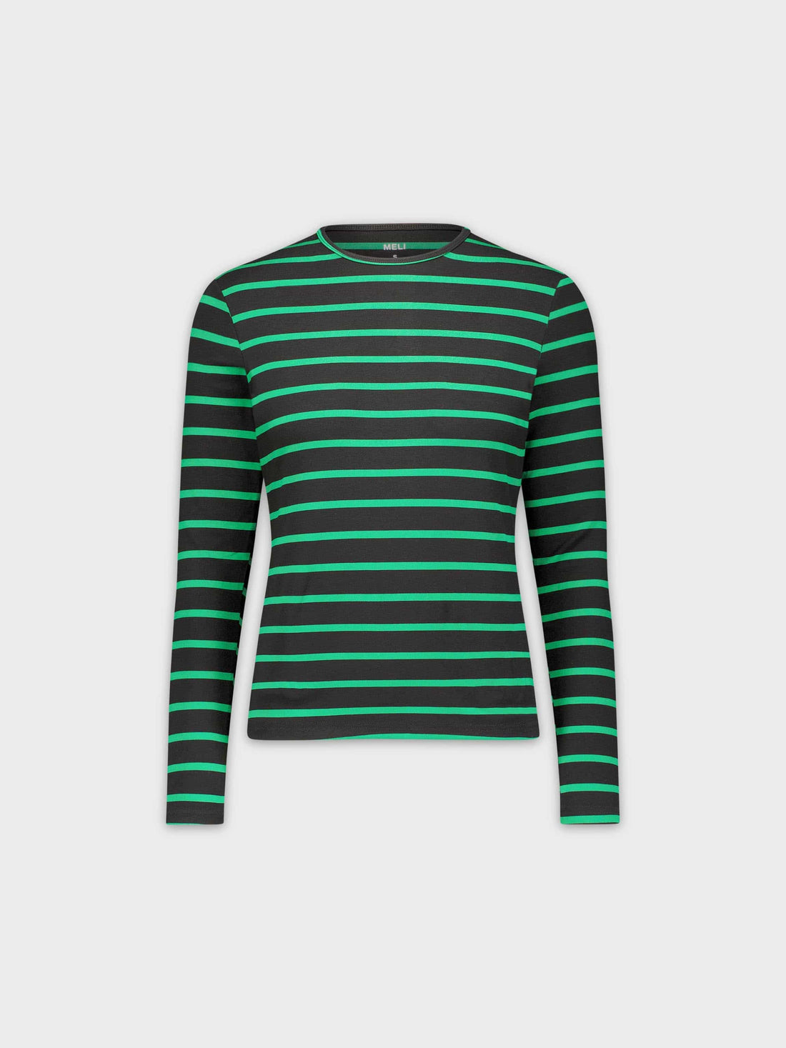 STRIPED BASIC CREW NECK-BLACK/GREEN