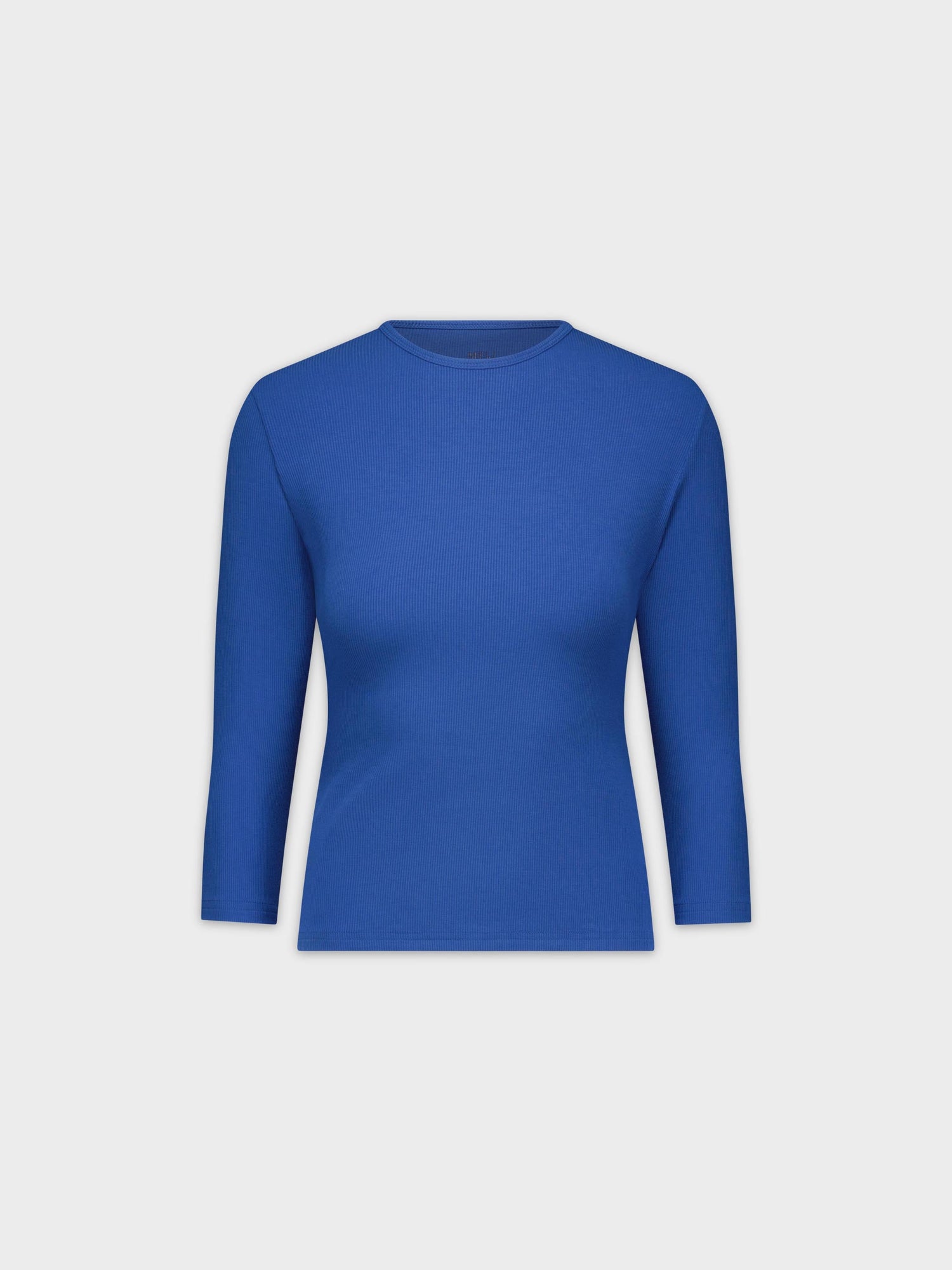 CLASSIC RIBBED CREW TEE 3Q-COBALT BLUE