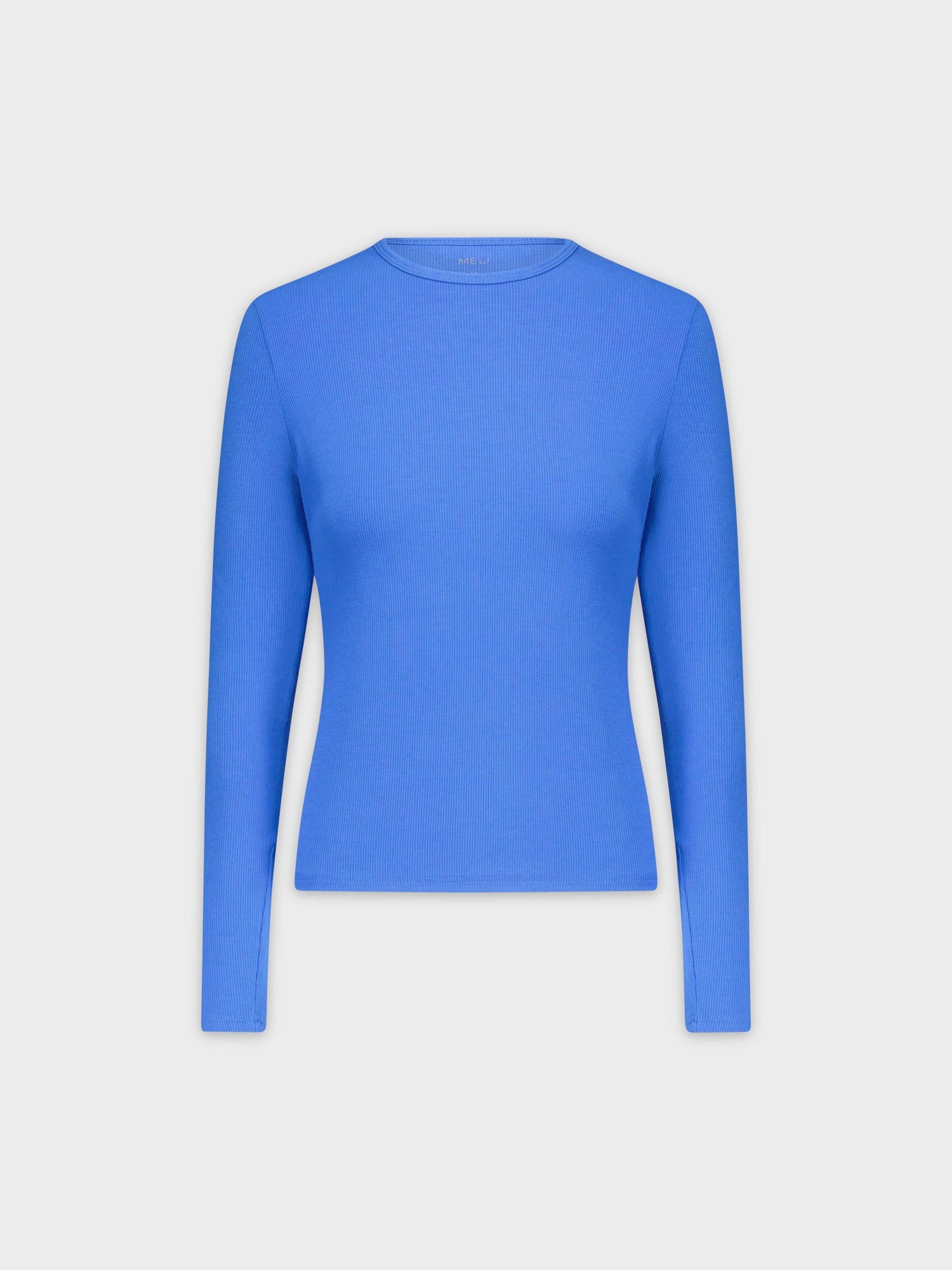 CLASSIC RIBBED CREW TEE LS-COBALT BLUE