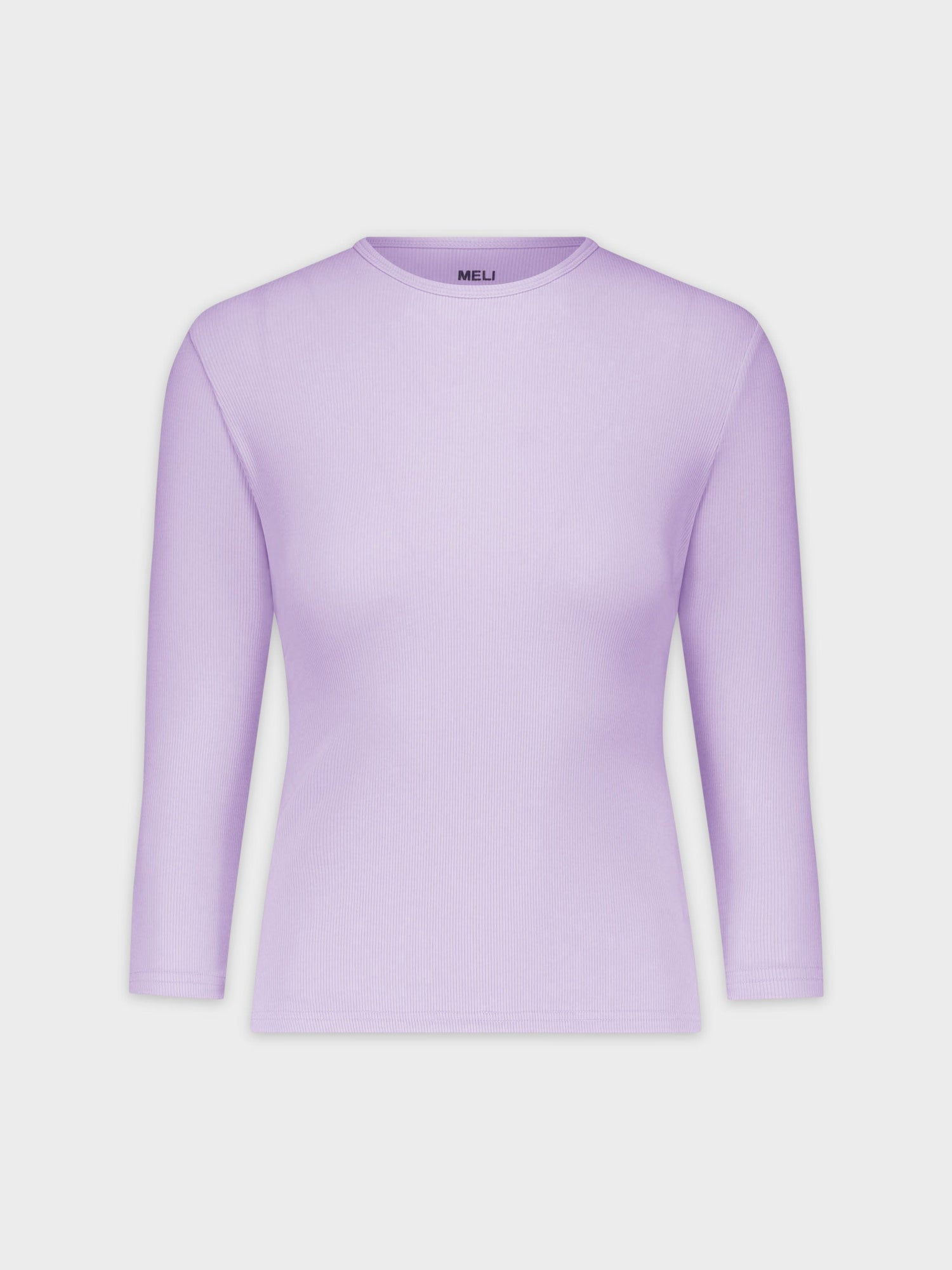 CLASSIC RIBBED CREW TEE 3Q-LILAC