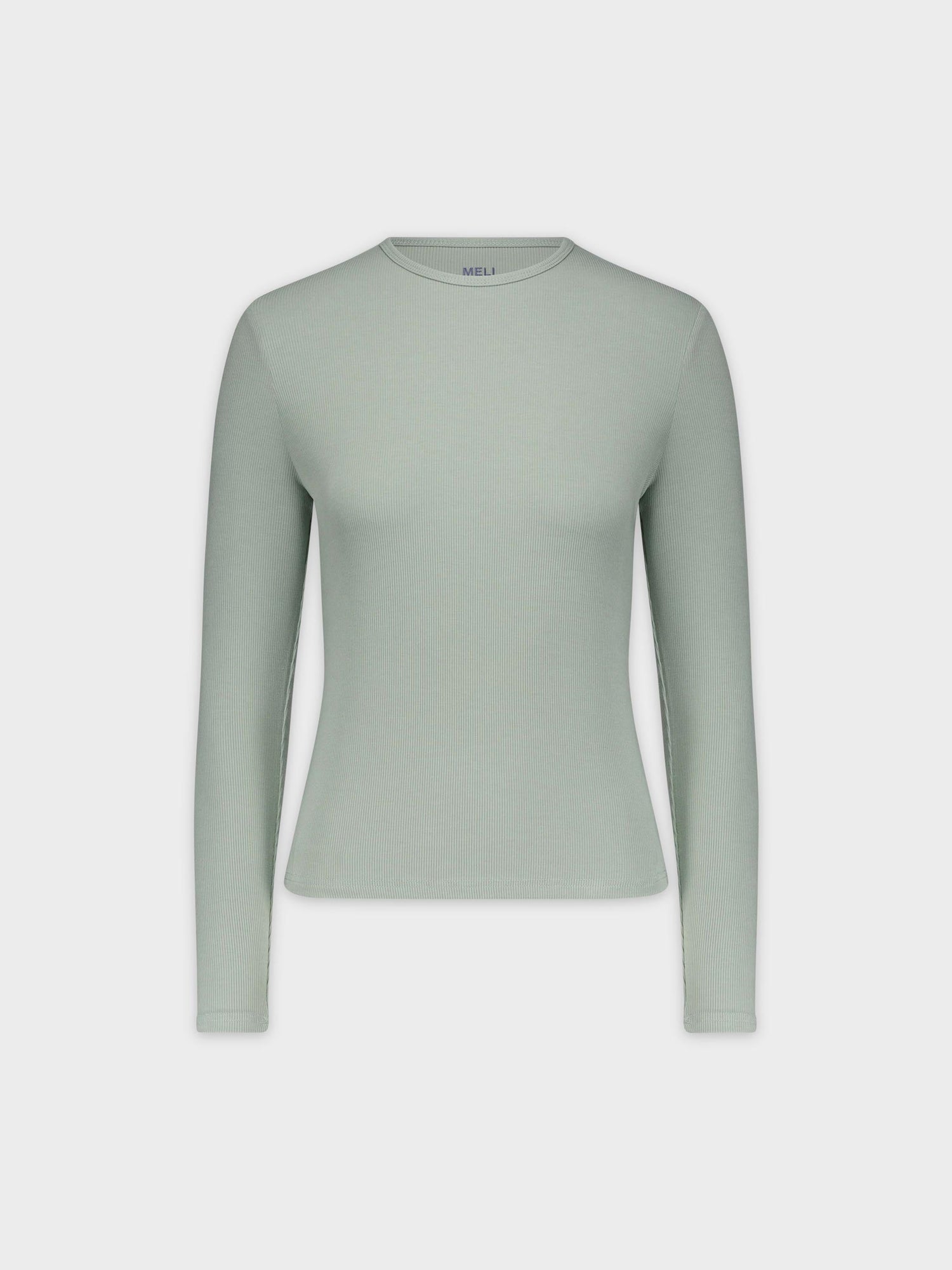 CLASSIC RIBBED CREW TEE LS-SAGE