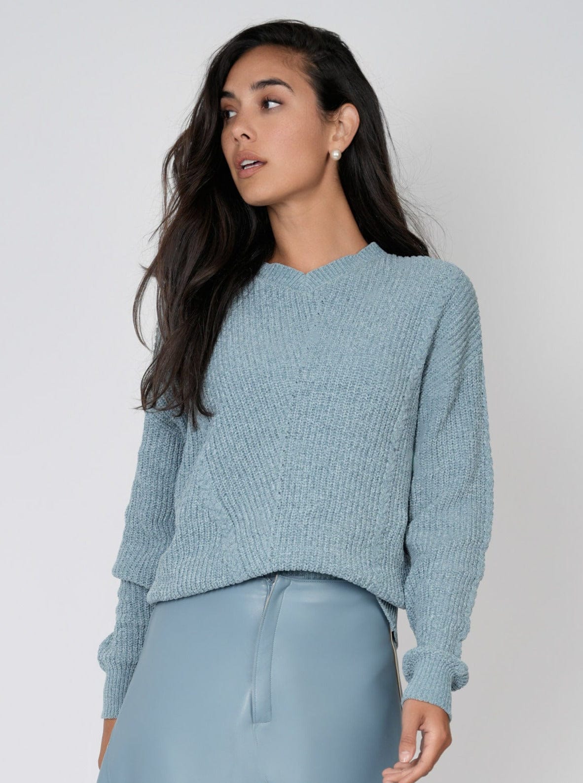 CHENILLE SWEATER-LIGHT BLUE