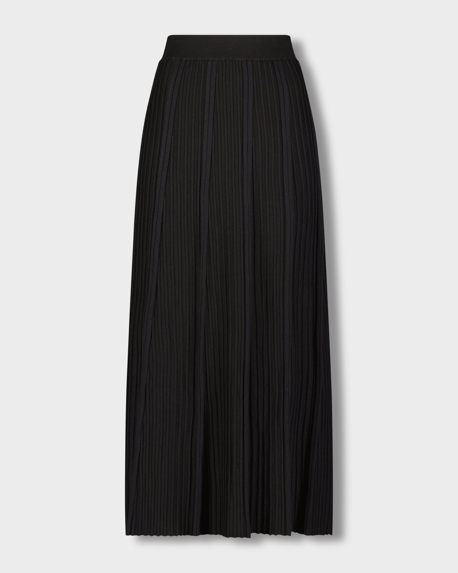 MIXED RIBBED SKIRT-BLACK