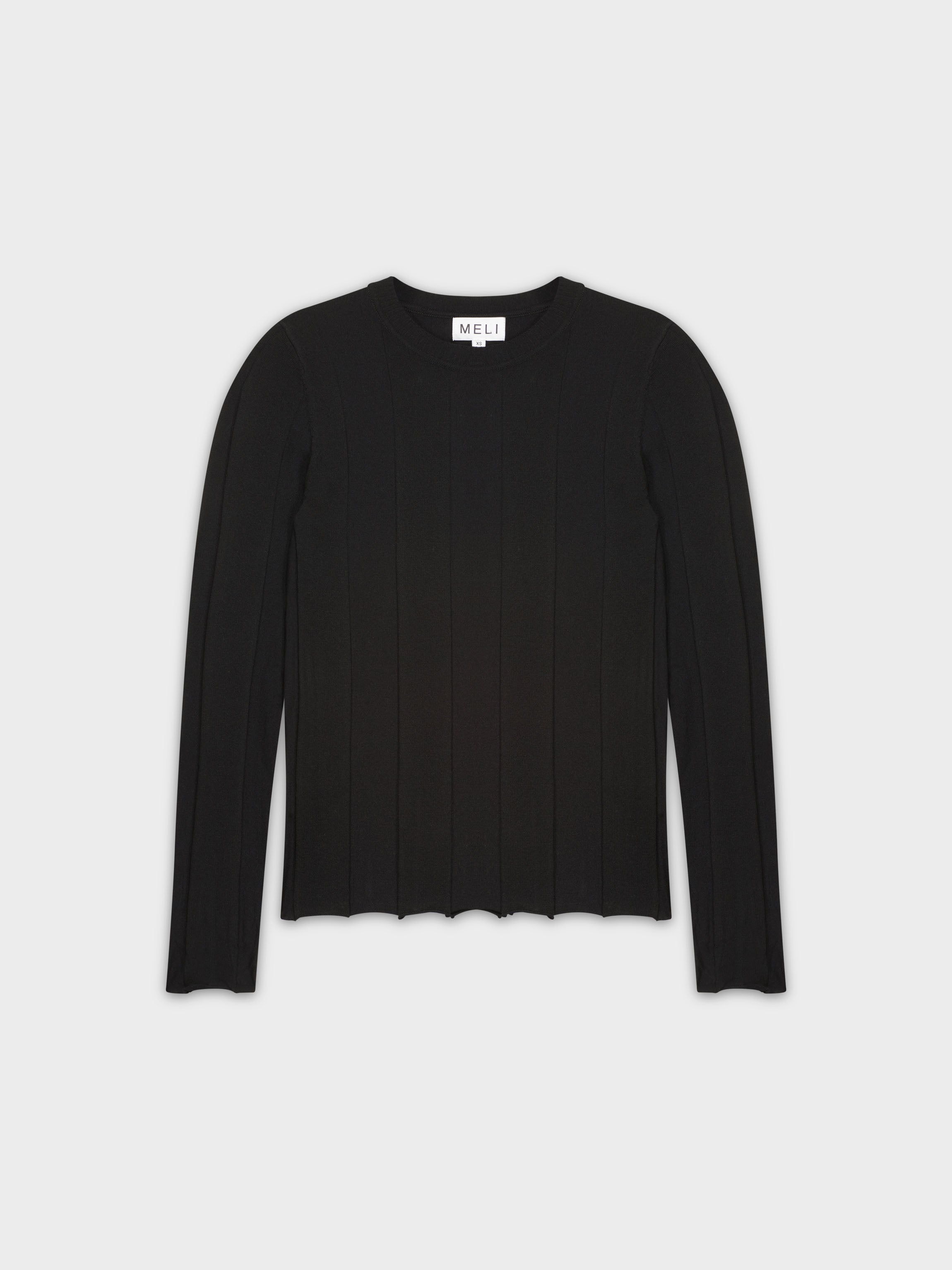 WIDE RIBBED SWEATER-BLACK