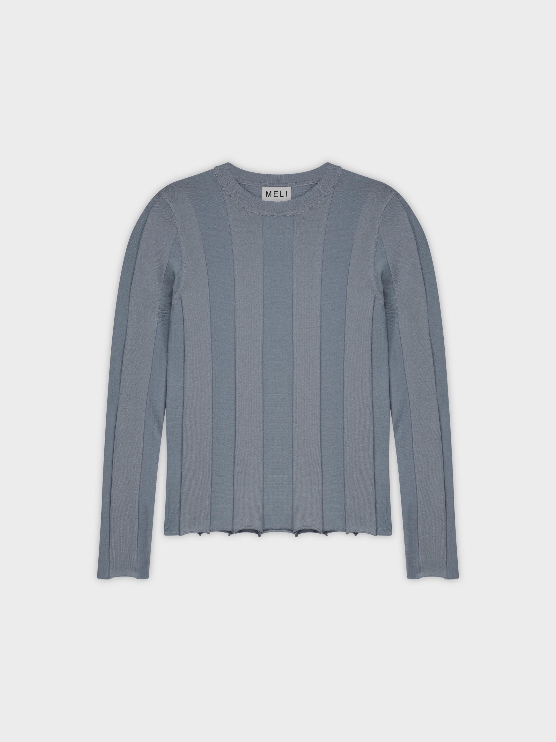 WIDE RIBBED SWEATER-LIGHT BLUE