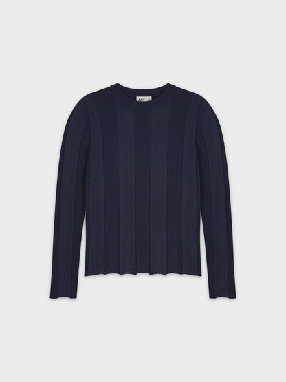 WIDE RIBBED SWEATER-NAVY