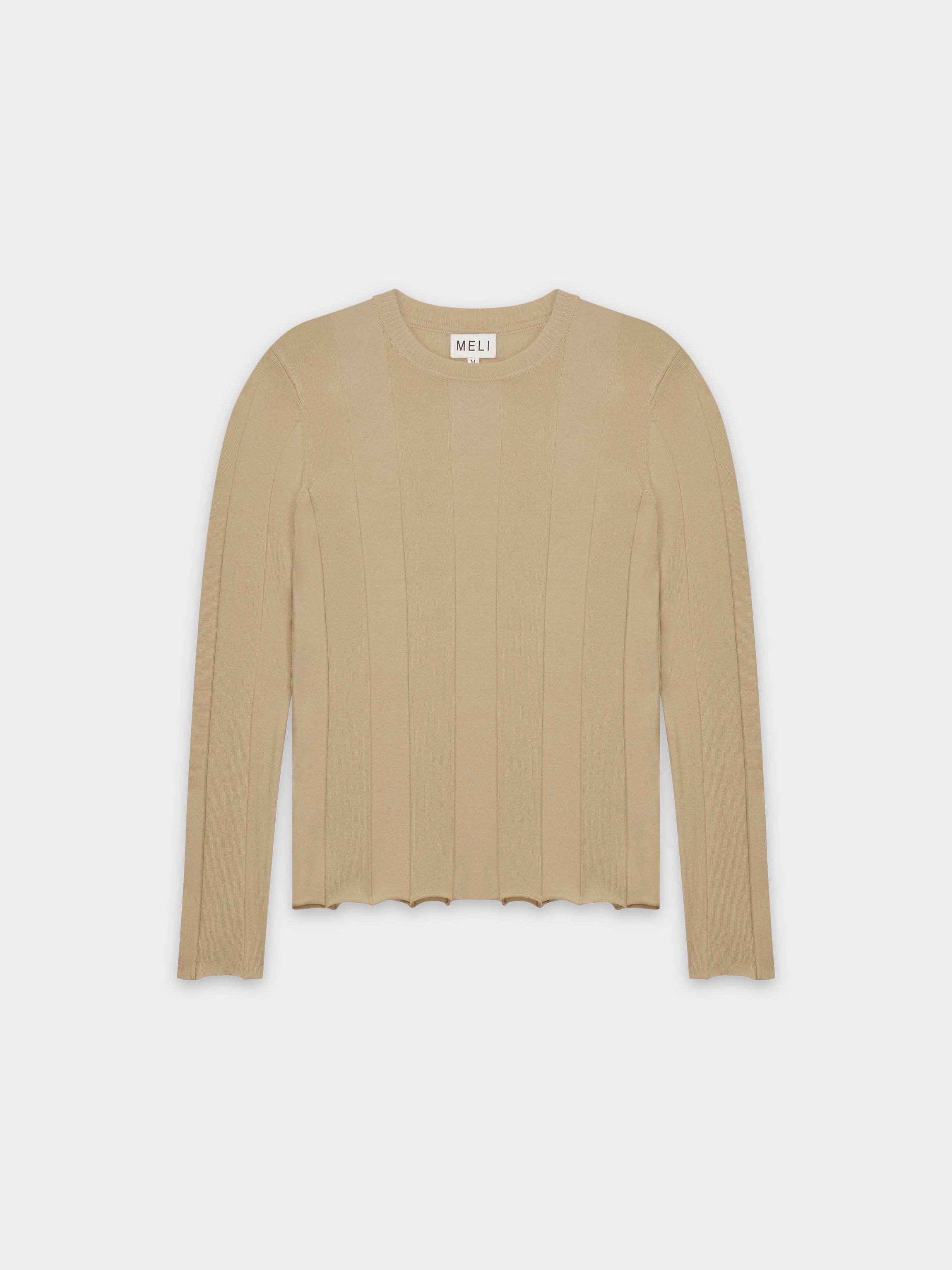 WIDE RIBBED SWEATER-TAN