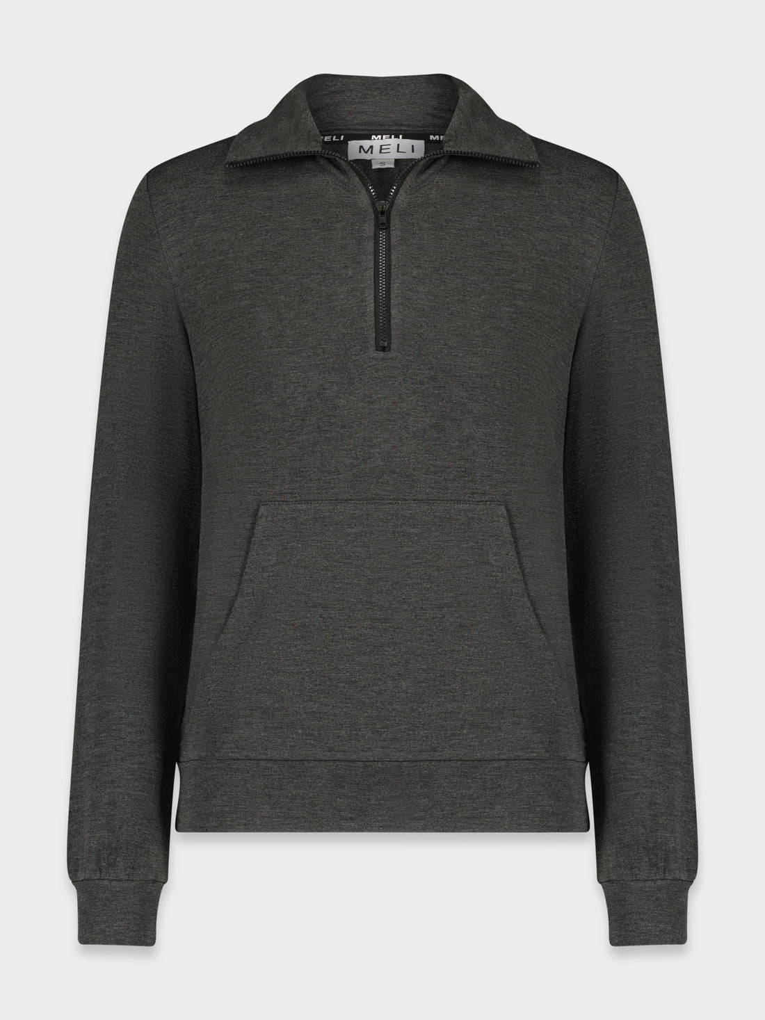 SIGNATURE ZIP TEE-CHARCOAL GREY