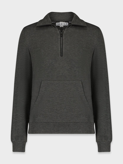 SIGNATURE ZIP TEE-CHARCOAL GREY