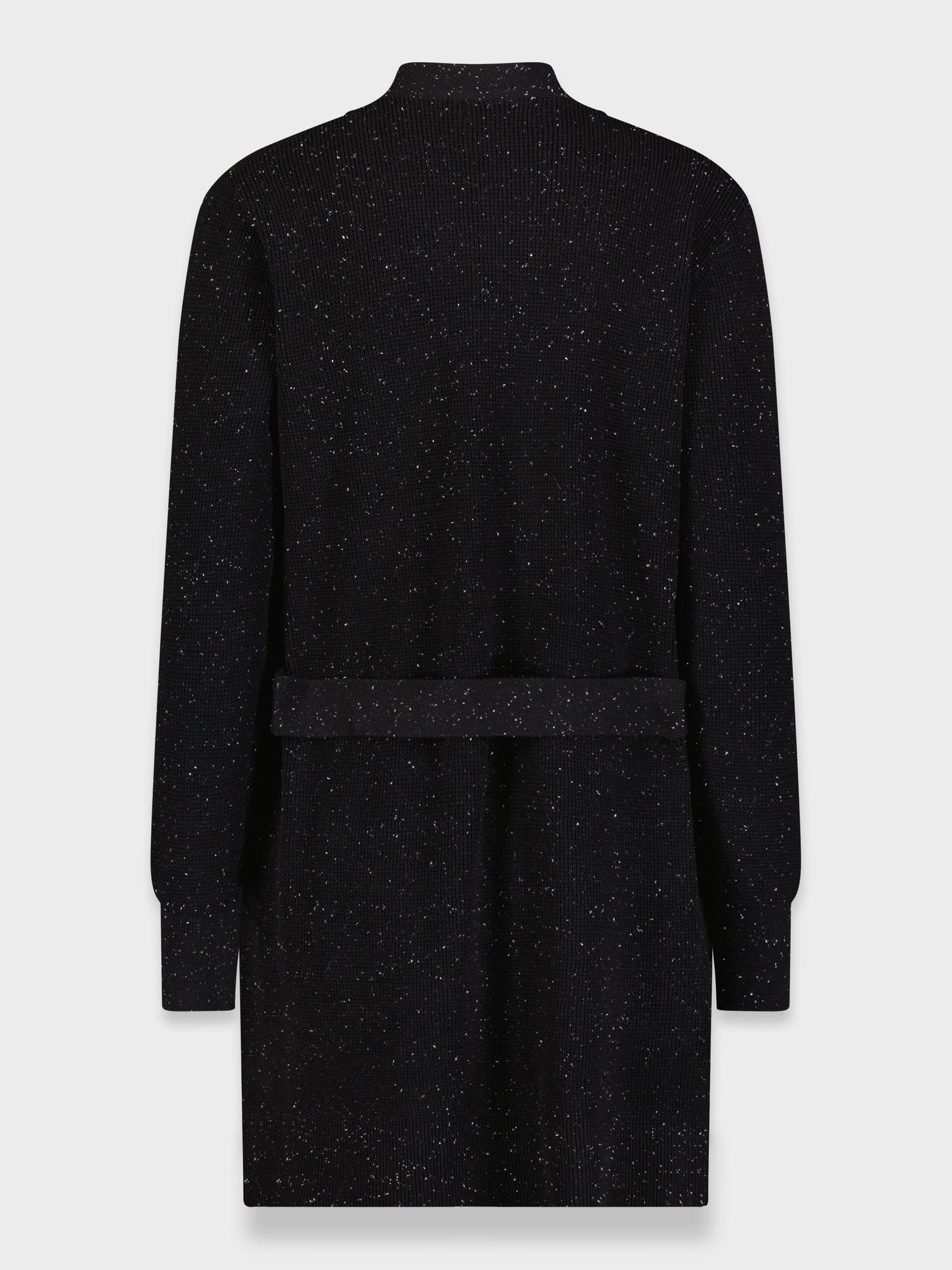 LONG WAFFLE CARDIGAN-BLACK SPECKLE