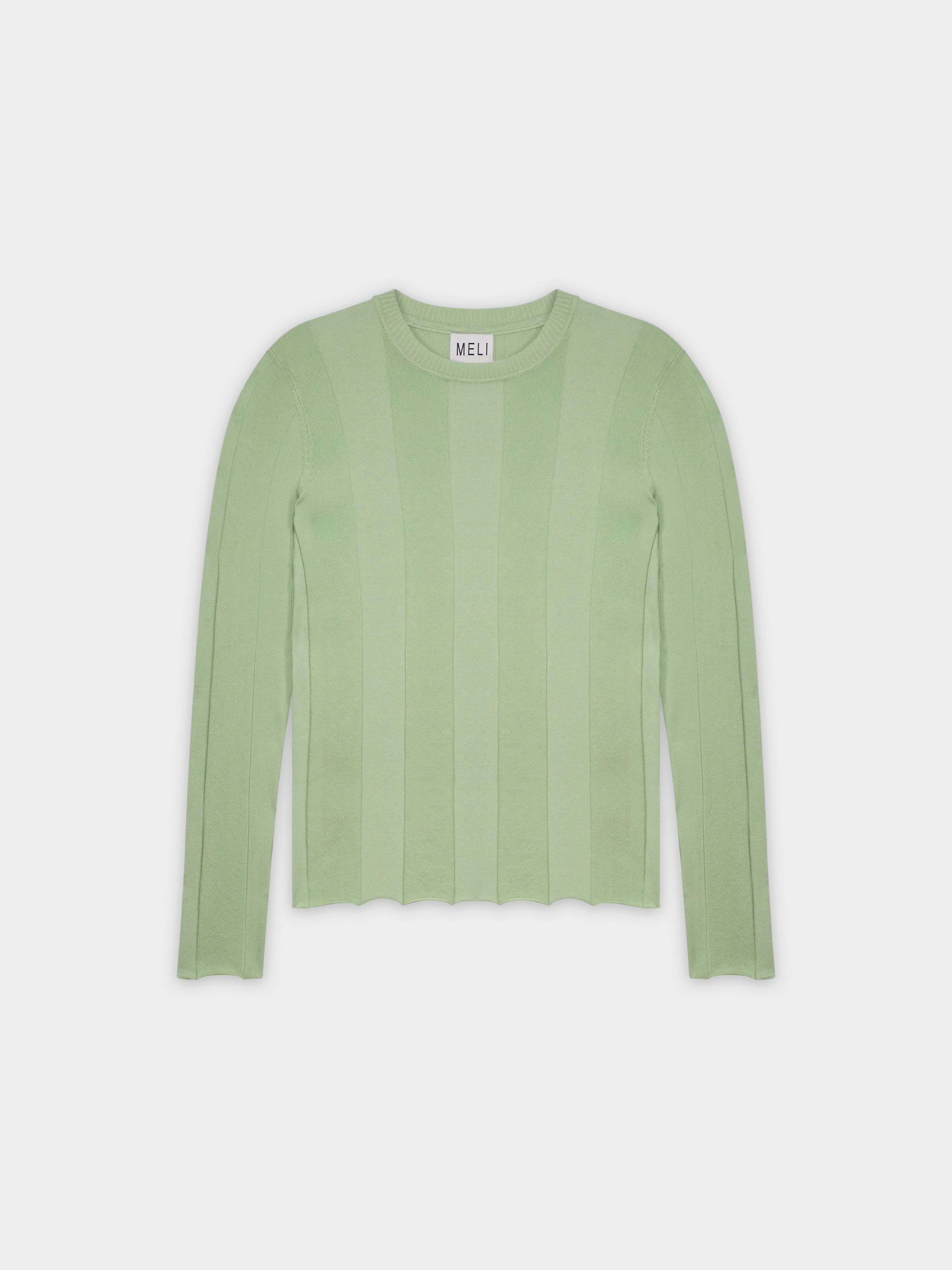 WIDE RIBBED SWEATER-SAGE GREEN