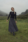 Boucle Pleat Skirt-Black and White