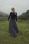 Boucle Pleat Skirt-Black and White