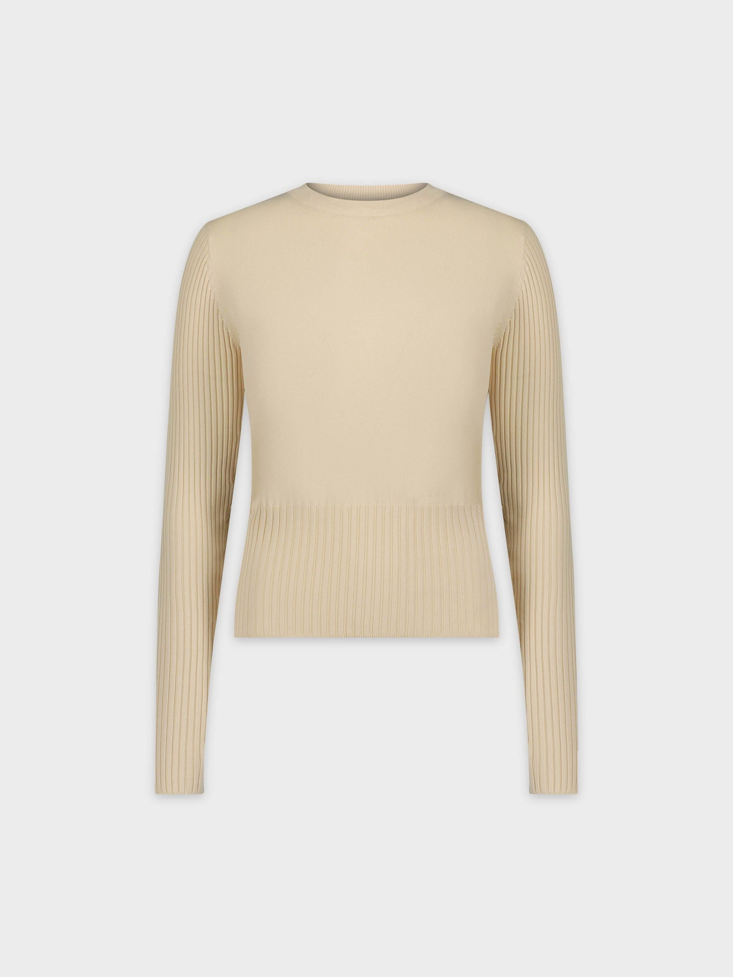 RIBBED WAISTED SWEATER-VANILLA
