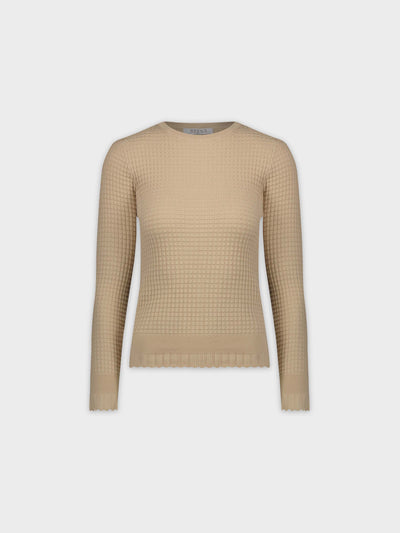 RUFFLE BOTTOM CREW-TAN