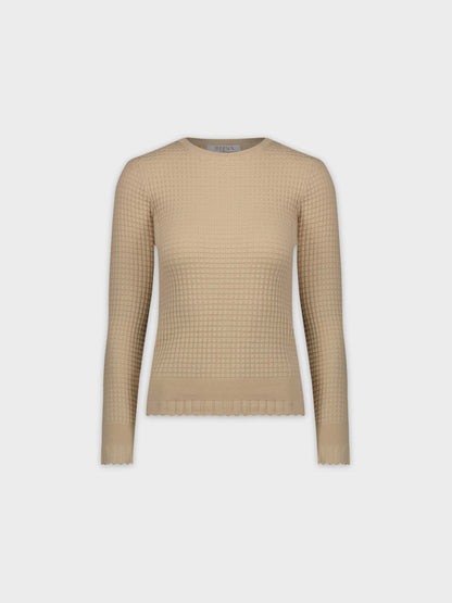 RUFFLE BOTTOM CREW-TAN