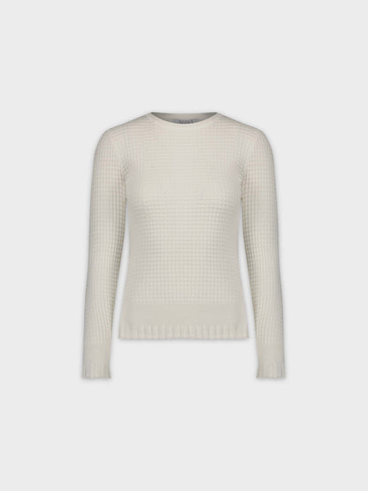 RUFFLE BOTTOM CREW-WHITE