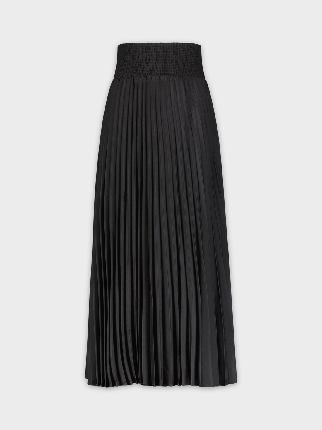 SHIRRED WAIST PLEATED SKIRT (LONG)-BLACK