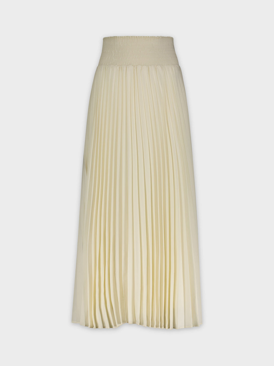 SHIRRED WAIST PLEATED SKIRT (LONG)-CREAM