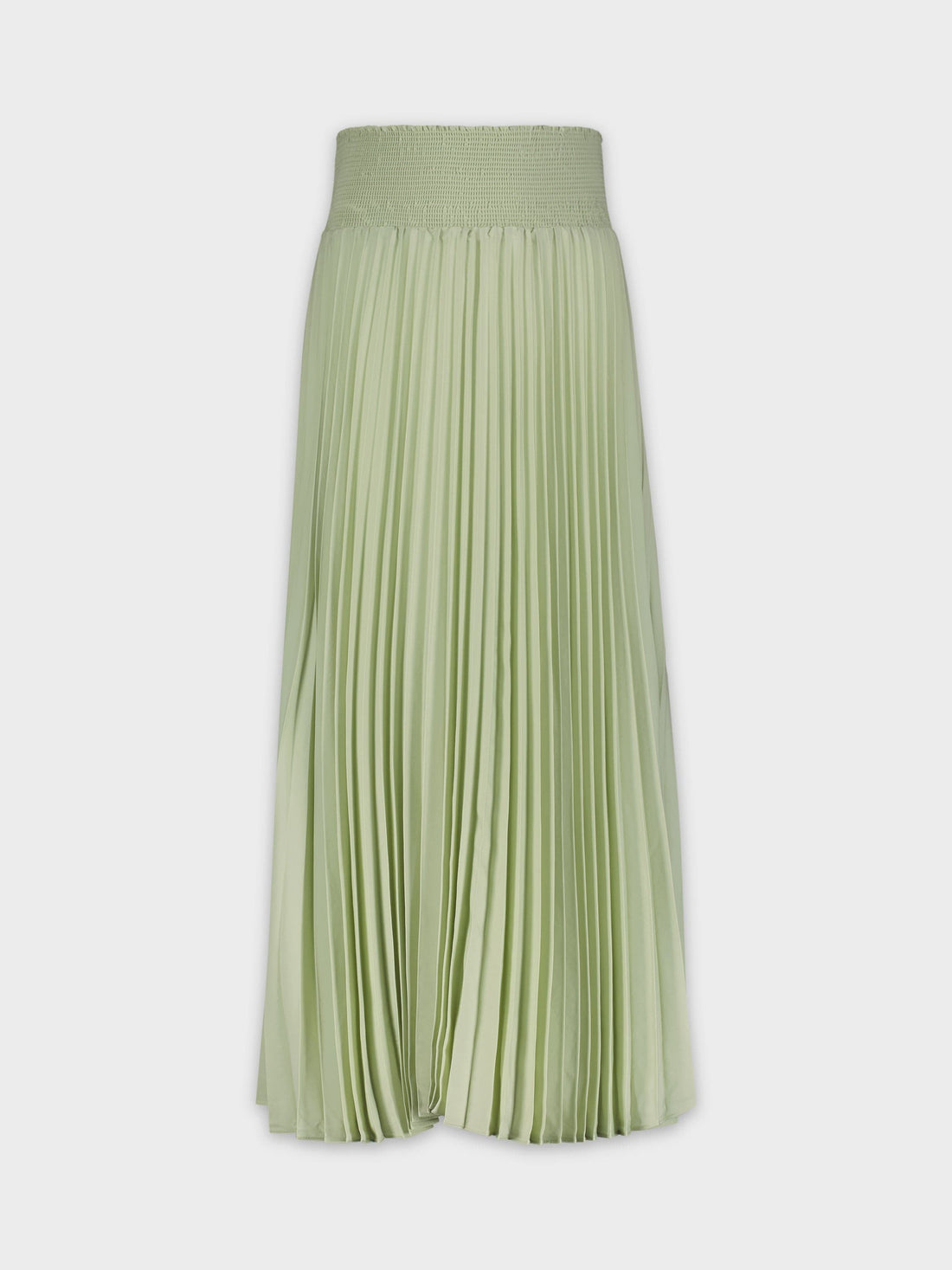 SHIRRED WAIST PLEATED SKIRT (LONG)-SAGE GREEN