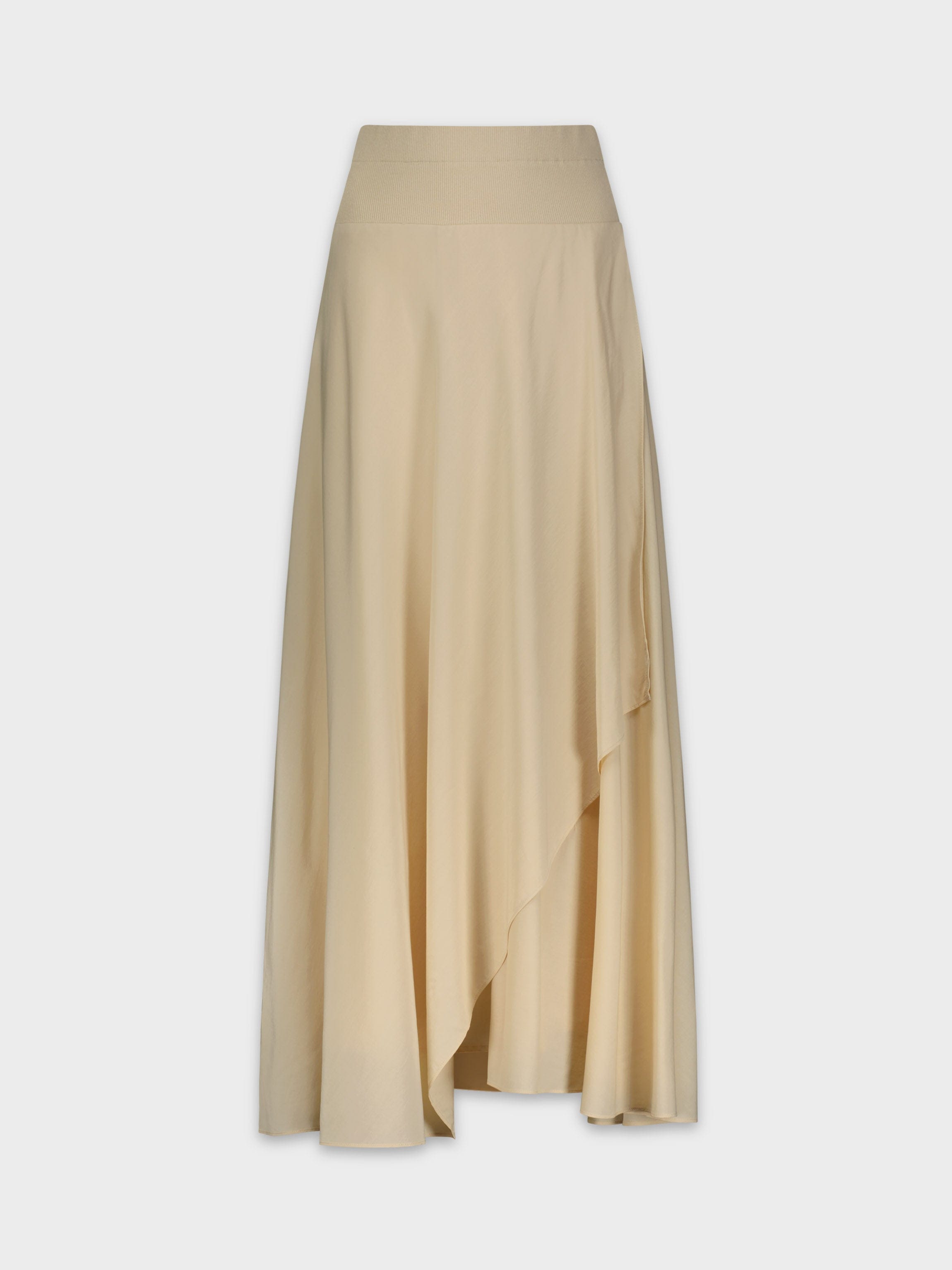 RIBBED TOP LAYERED SKIRT-TAN