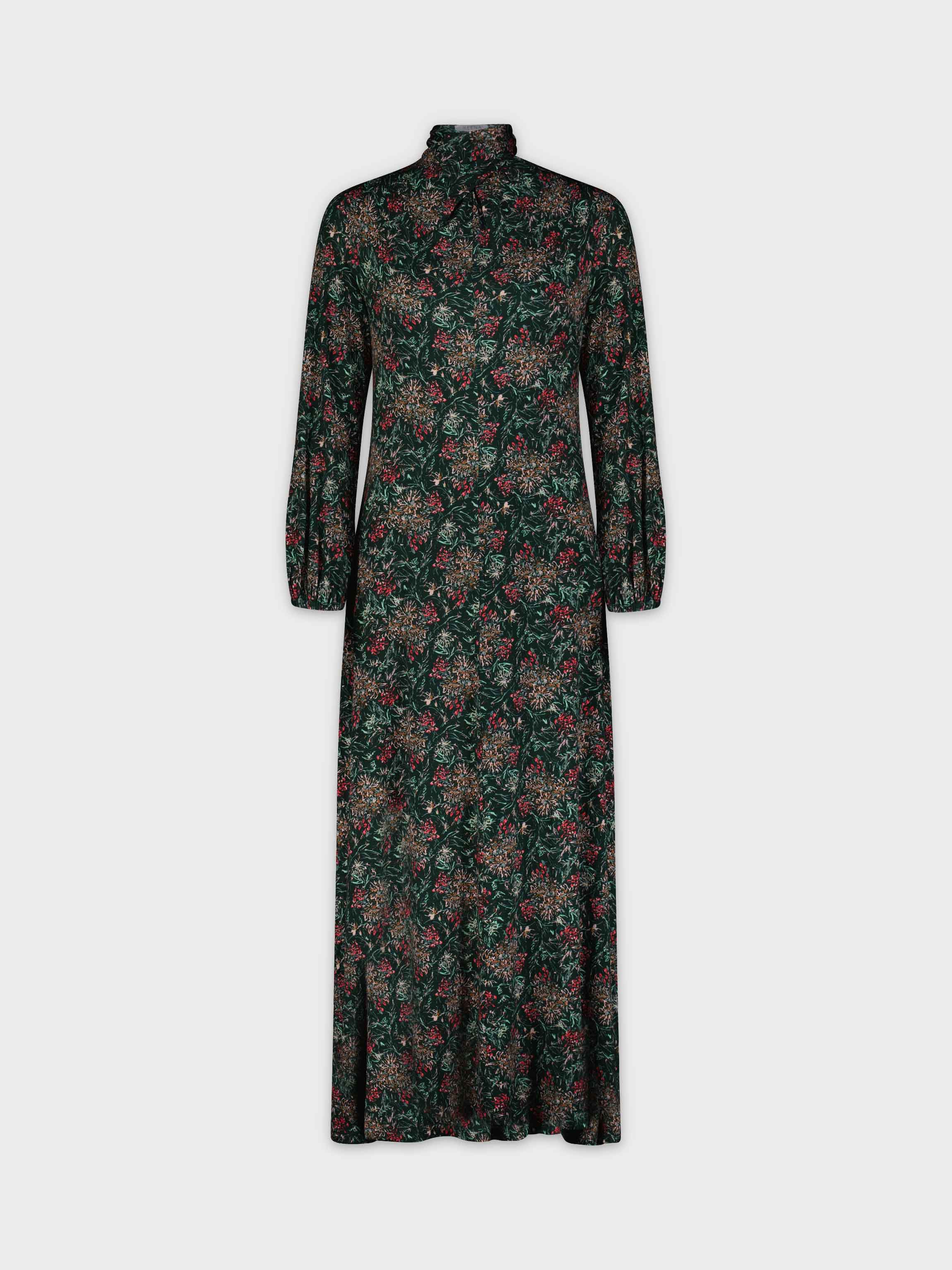 FLORAL STRETCH DRESS-GREEN FLORAL