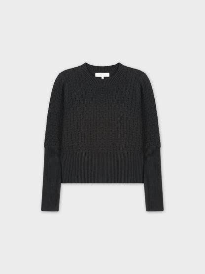 CHUNKY POINTELLE SWEATER-BLACK
