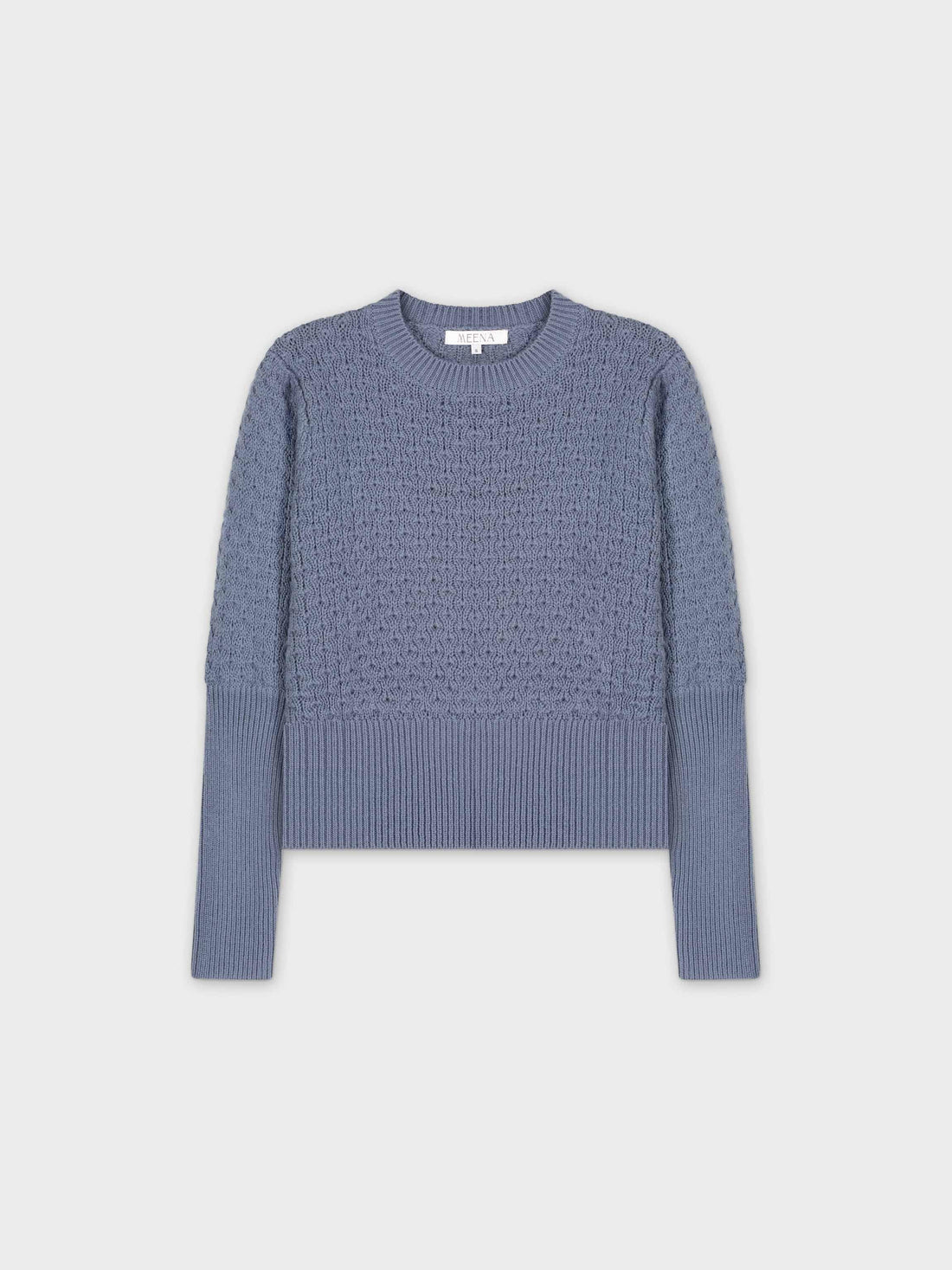 CHUNKY POINTELLE SWEATER-BLUE