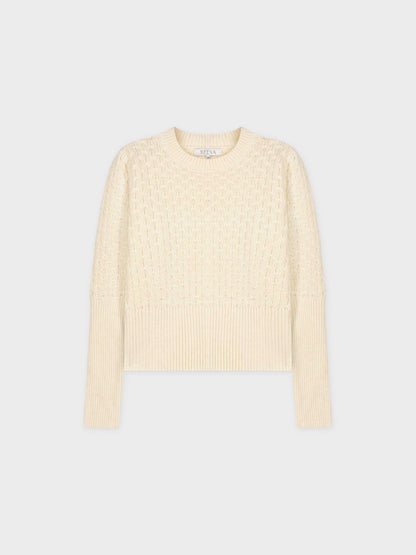 CHUNKY POINTELLE SWEATER-CREAM