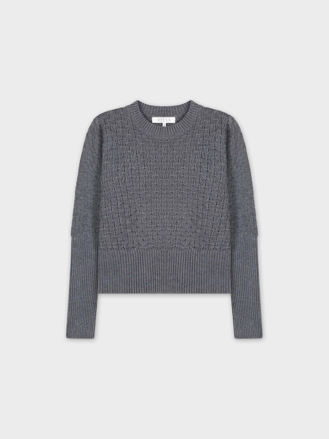 CHUNKY POINTELLE SWEATER-GREY