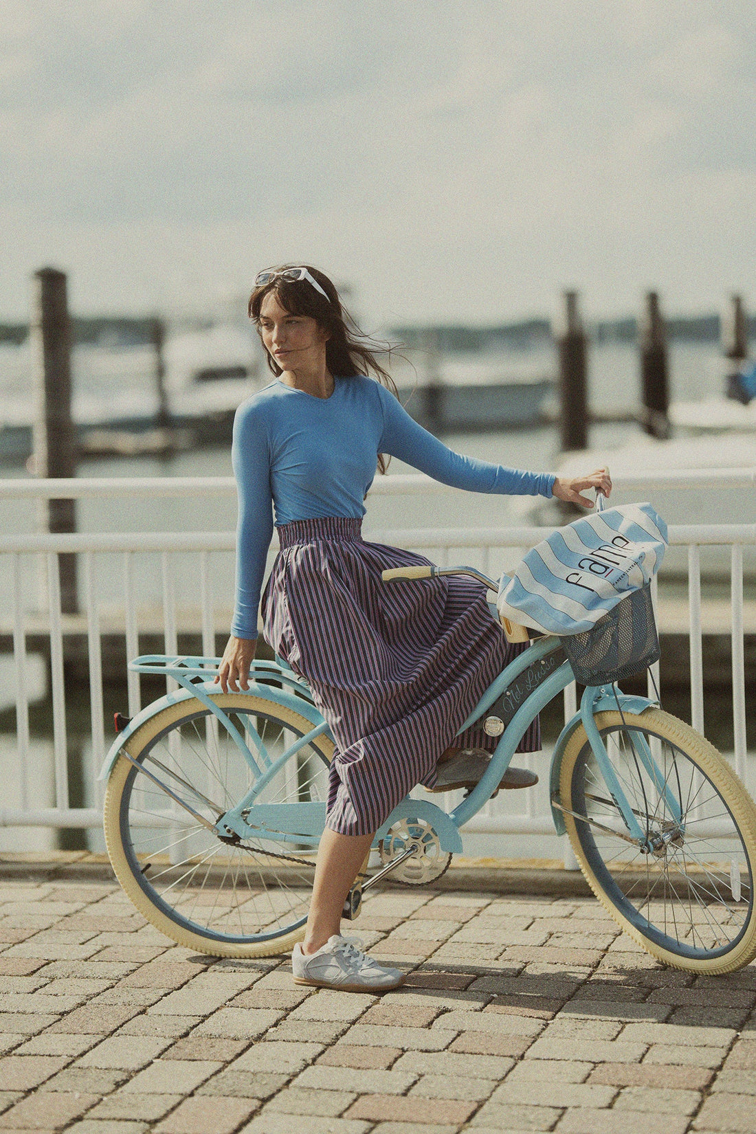 RIBBED HIGH V TEE LS-SKY BLUE