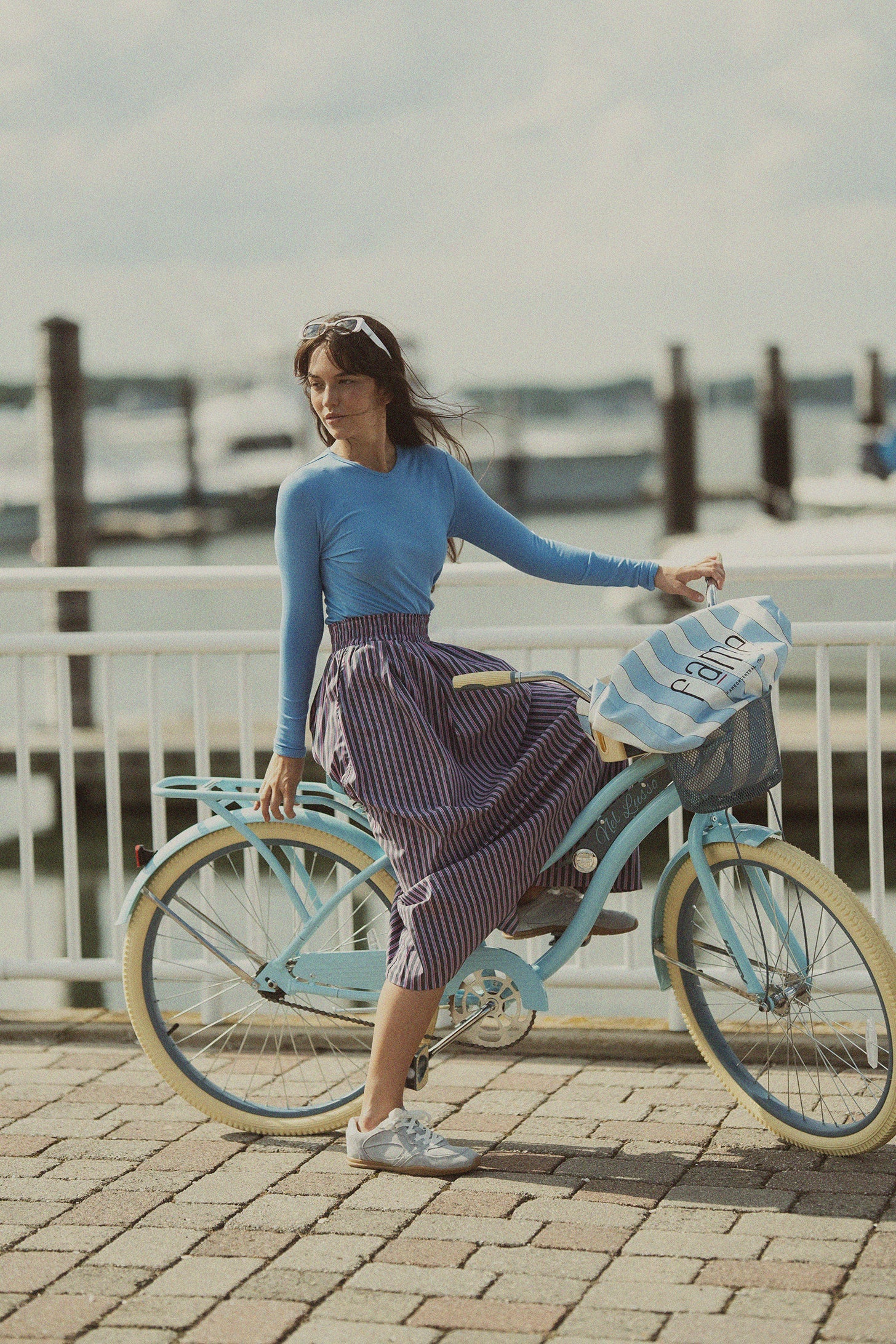 RIBBED HIGH V TEE LS-SKY BLUE