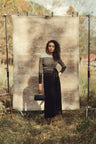 Lurex Stripe Wrap Sweater SET-Gold/Silver/Black