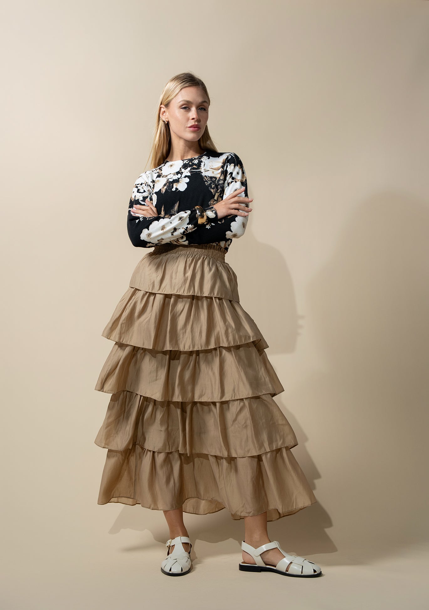 The Emme Layered Skirt-Sand