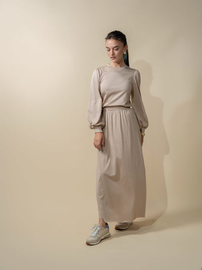 Bubble Sleeve T-Shirt-Taupe