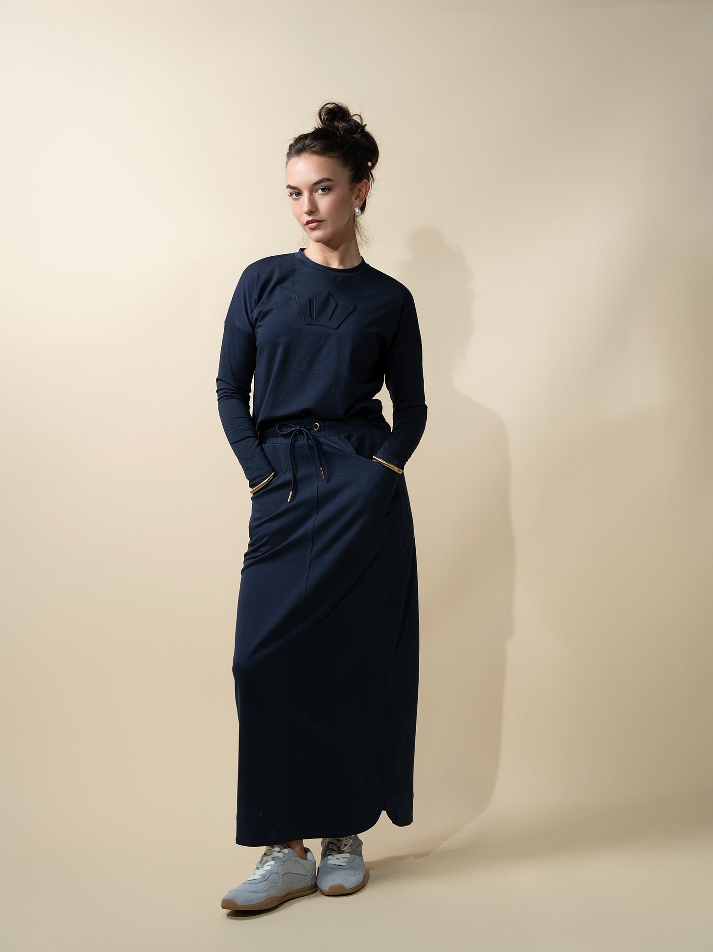 Crown Embossed T-Shirt-Navy